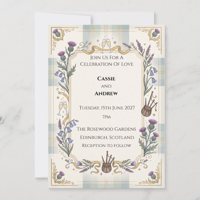 Tartan Thistle Wedding Invitation (Front)