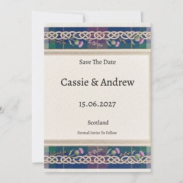 Tartan Thistle Wedding Save The Date (Front)