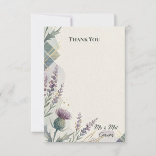 Tartan Thistle Wedding Thank You Card