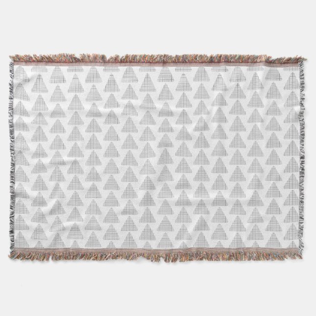 Tartan Triangles Grey  Throw Blanket (Front)