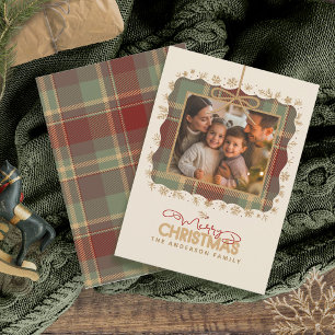 Tartan Trim Christmas One Photo Template ID1141A