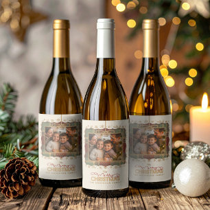 Tartan Trim Christmas One Photo Template ID1141A Wine Label