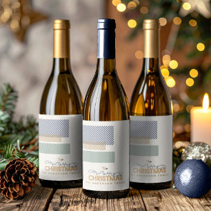 Tartan Twill Merry Christmas Blue ID1141B Wine Label