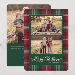Tartan Two Photo Merry Christmas Card
