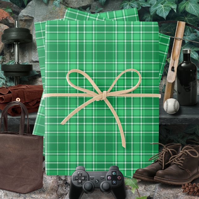 Tartan - Vibrant Dark Green to Light Green Wrapping Paper Sheet (Tartan - Vibrant Dark Green to Light Green Wrapping Paper Sheets by Leapfroglisics Shop)