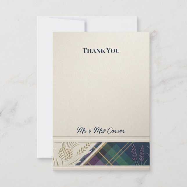Tartan Wedding Thank You Card (Front)