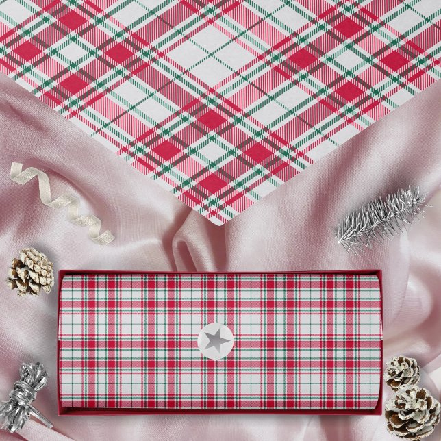 Tartan - White Red and Green Tissue Paper (Tartan - White Red and Green Tissue Paper by Leapfroglisics Shop)