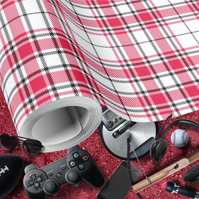 Tartan - White-Red-Black Wrapping Paper (Tartan - White-Red-Black Wrapping Paper by Leapfroglisics Shop)