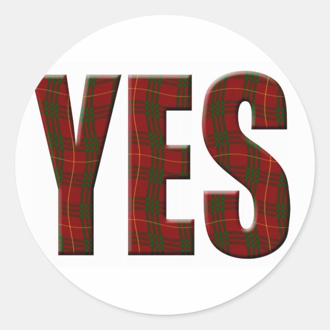 Tartan Yes Classic Round Sticker (Front)