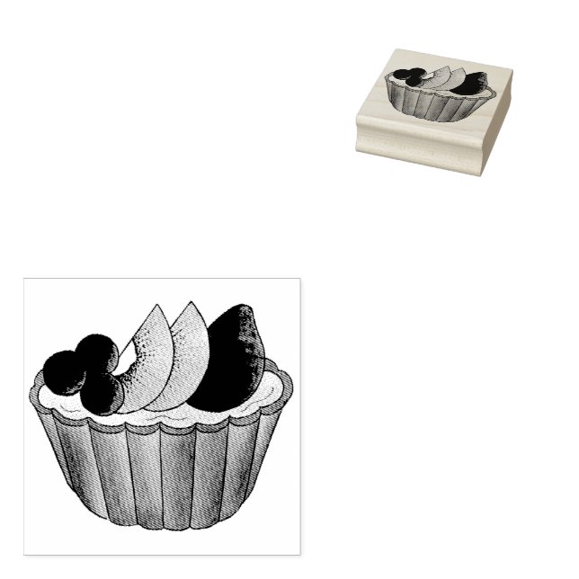 Tarte aux Fruits Fruit Tart French Pastry Chef Rubber Stamp (Stamped)