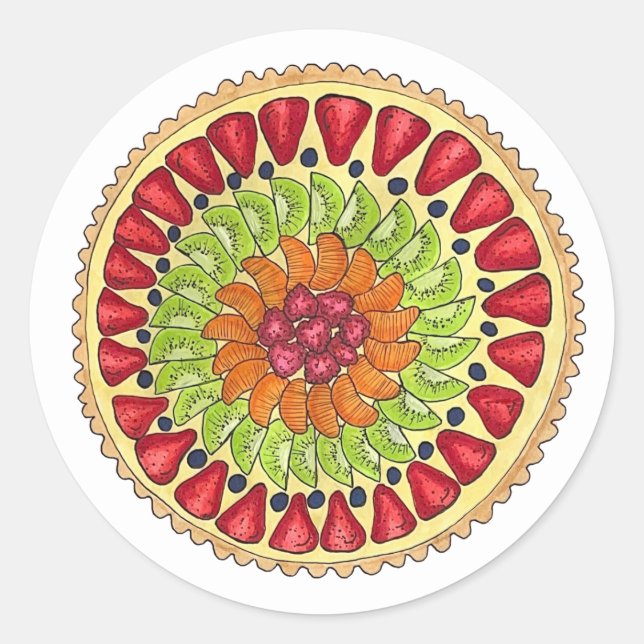 Tarte aux Fruits Fruit Tart Pie French Pastry Classic Round Sticker (Front)