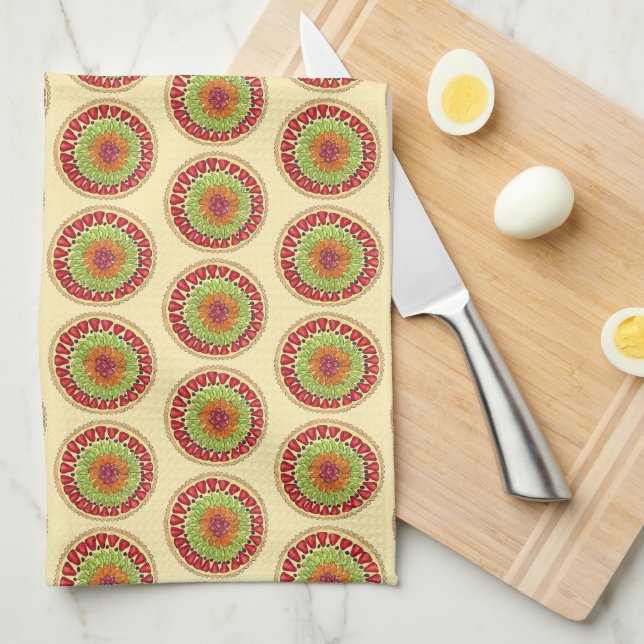 Tarte aux Fruits Fruit Tart Pie French Pastry  Tea Towel (Quarter Fold)