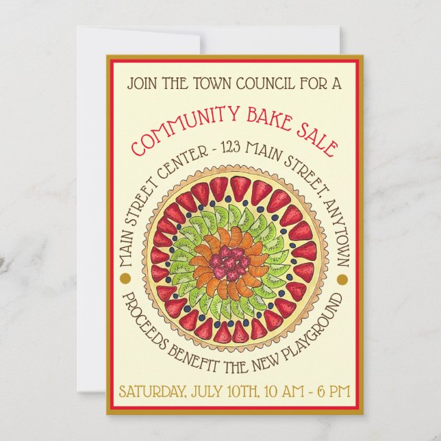 Tarte aux Fruits Tart Pie French Pastry Bake Sale Invitation (Front)