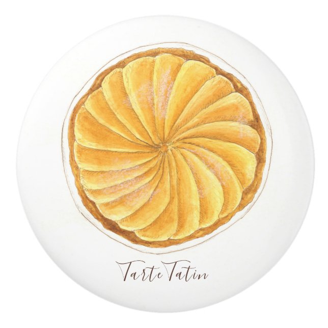 Tarte Tatin watercolor Ceramic Knob (Front)