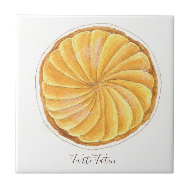 Tarte Tatin watercolor Tile (Front)