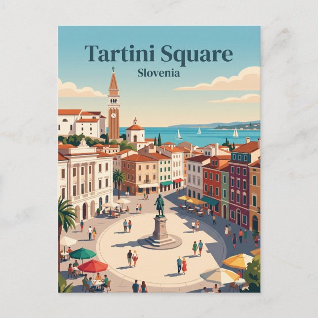 Tartini Square Slovenia Postcard (Front)