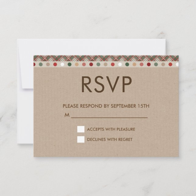 Tarton and Dots Autumn Brown RSVP (Front)