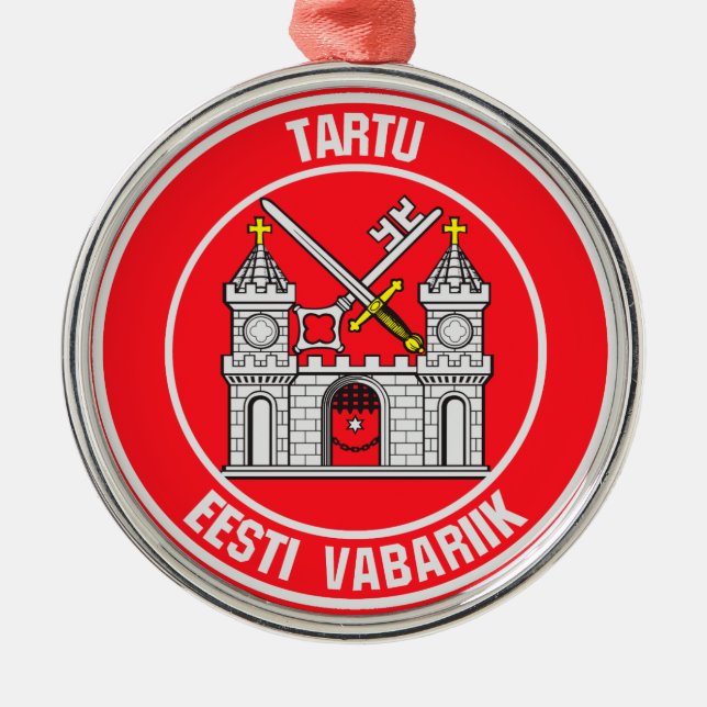 Tartu Round Emblem Metal Tree Decoration (Front)