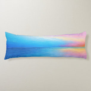 “Tarvask”  Wide Pink and Blue Landscape Seascape Body Cushion