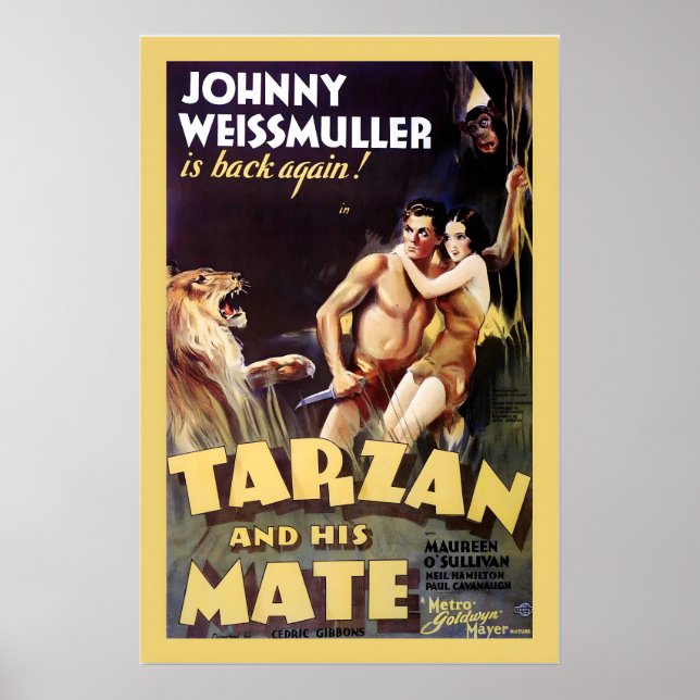 Tarzan! Weissmuller O'Sullivan 1934 Vintage Style Poster (Front)