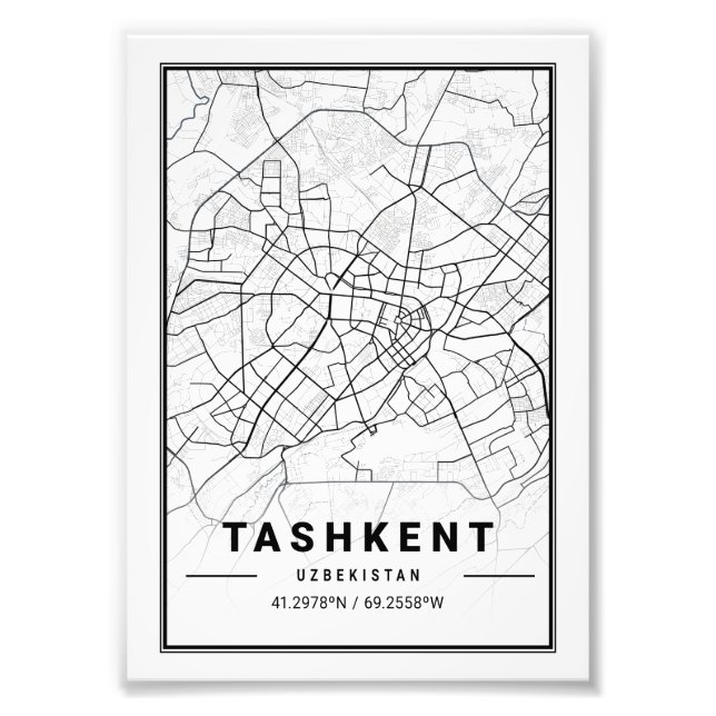 Tashkent - Uzbekistan Light City Map Photo Print (Front)