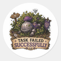 Task Failed Successfully Funny RPG Knight Sticker