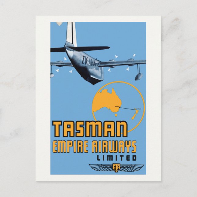 Tasman Empire S30 Airways Vintage Poster 1930s Postcard (Front)
