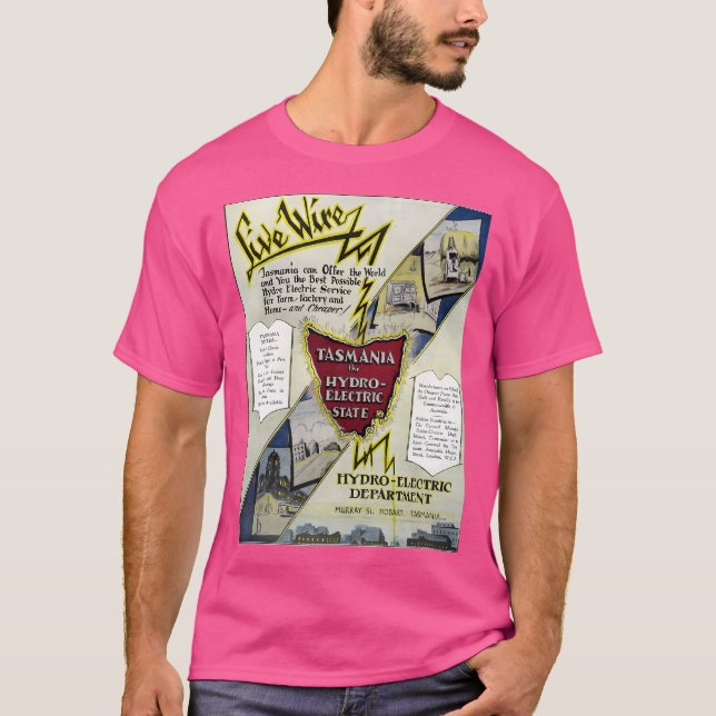 Tasmania 1929. Hydro Power From The Mountains  Bas T-Shirt (Front)