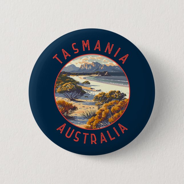 Tasmania Australia Retro Distressed Circle 6 Cm Round Badge (Front)
