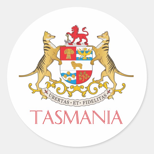 Tasmania coat of arms classic round sticker (Front)