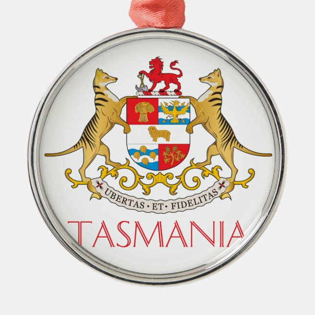Tasmania coat of arms metal tree decoration (Front)
