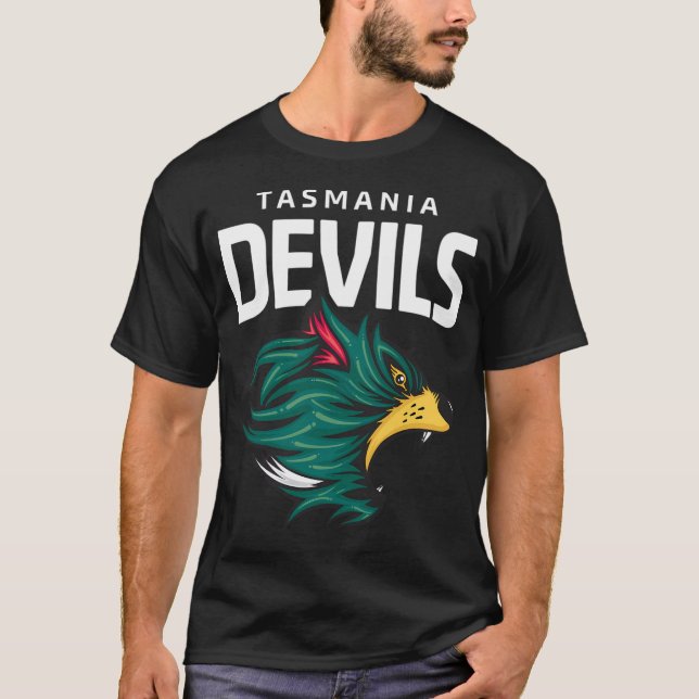 Tasmania Devils Football Club White Lettering T-Shirt (Front)