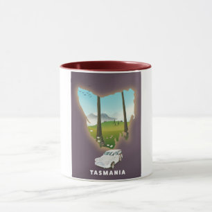 Tasmania illustrated map travel poster. mug