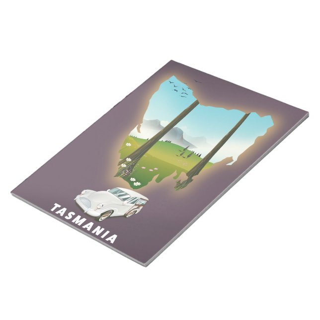 Tasmania illustrated map travel poster. notepad (Angled)
