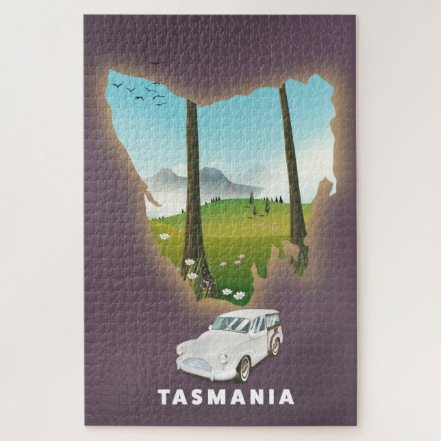Tasmania map travel poster. jigsaw puzzle (Vertical)