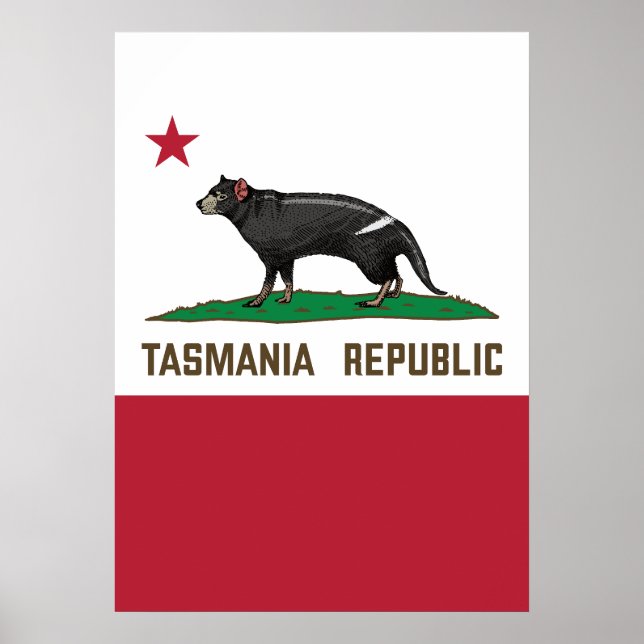 Tasmania Republic Tasmanian devil Flag Poster (Front)