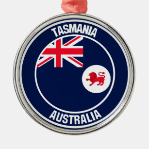 Tasmania Round Emblem Metal Tree Decoration