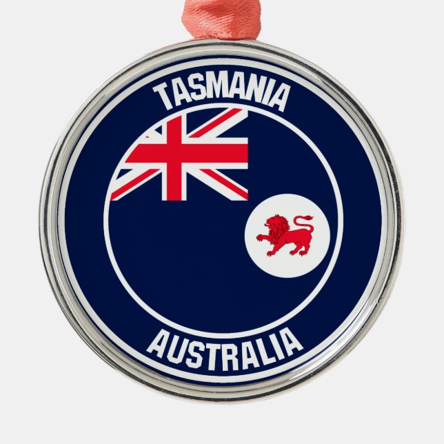Tasmania Round Emblem Metal Tree Decoration (Front)