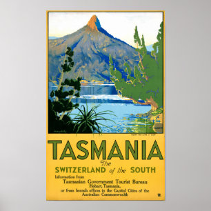 Tasmania Vintage Travel Poster Restored