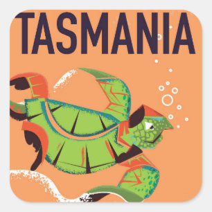 Tasmania vintage travel poster. square sticker