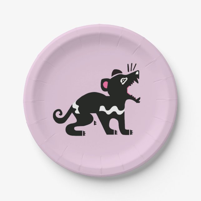 Tasmanian DEVIl - Australia -Wildlife - Pink Party Paper Plate (Front)