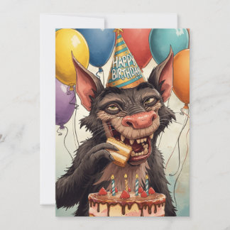 Tasmanian Devil Birthday Funny Cake Design Card