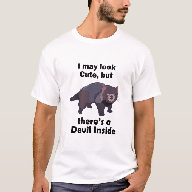 Tasmanian Devil Cute Devil Inside Funny Marsupial T-Shirt (Front)