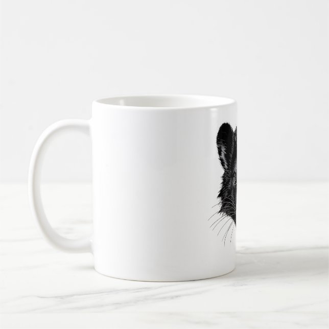 Tasmanian Devil Head Black & White T-Shirt Coffee Mug (Left)