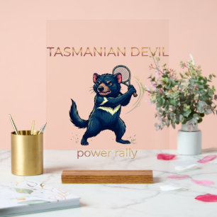 Tasmanian Devil Tennis Player Design - Power Rally Acrylic Sign