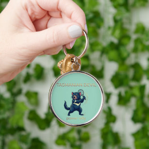 Tasmanian Devil Tennis Player Design - Power Rally Key Ring