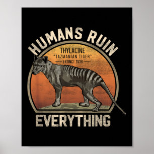 Tasmanian Tiger Thylacine Australian Extinct Anima Poster