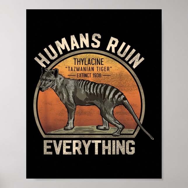 Tasmanian Tiger Thylacine Australian Extinct Anima Poster (Front)