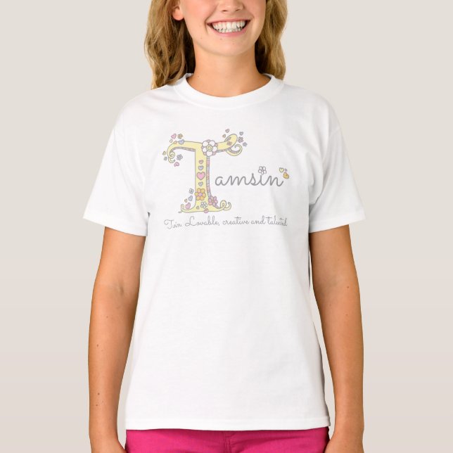 Tasmin girls T name meaning monogram tee (Front)
