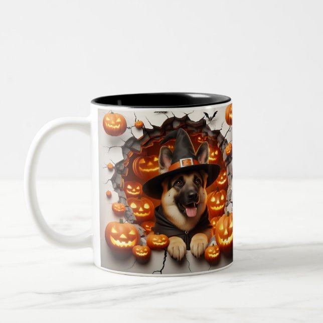 Tasse 2 Couleurs 3D Halloween Dog Breeds Halloween Two-Tone Coffee Mug (Left)